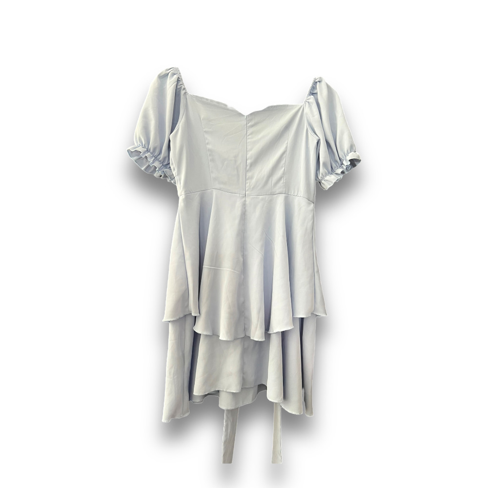 Blue Chic Chiffon Mini Ruffle Dress - Size Small - Picture 4 of 8
